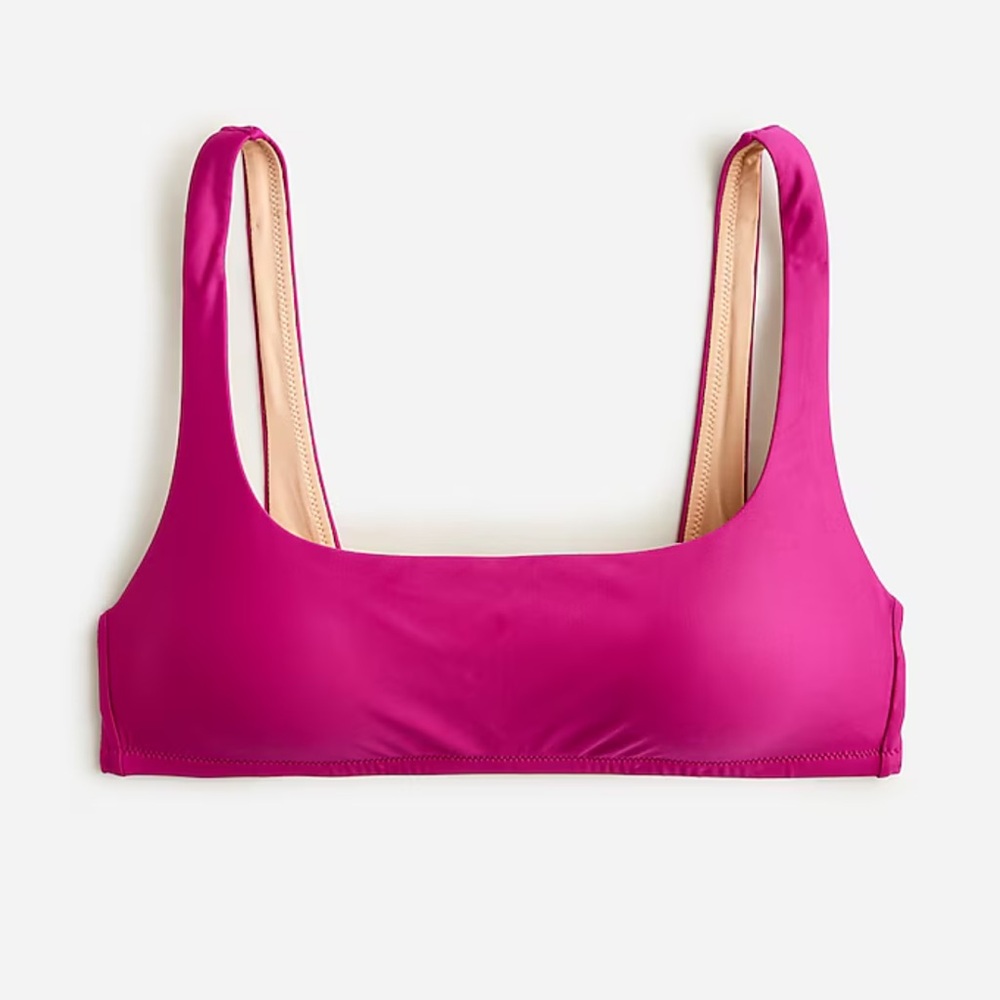 NWT J Crew Squareneck Bikini Top Magenta Orchid Size Large